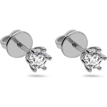 Náušnice Zlaté napichovací náušnice se zirkonem z bílého zlata, 14K IZ31560A + dárkové balení LUXUS zdarma