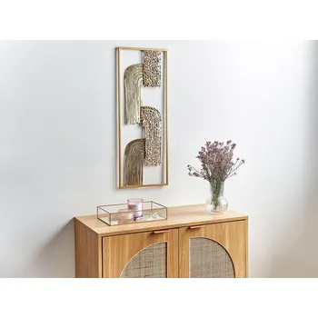 Bytová dekorace Nástěnná dekorace zlaté železo 75 x 29 cm ručně vyráběná nástěnná dekorace moderní industriální bytové doplňky Beliani