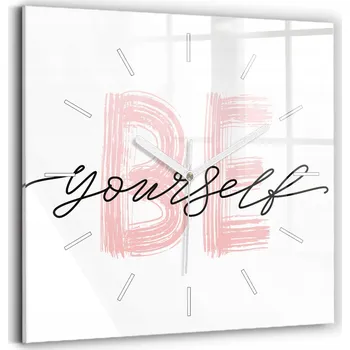 Hodiny Skleněné hodiny s motivem Tichý Mechanismus Loft Nástěnné Nápis Be yourself