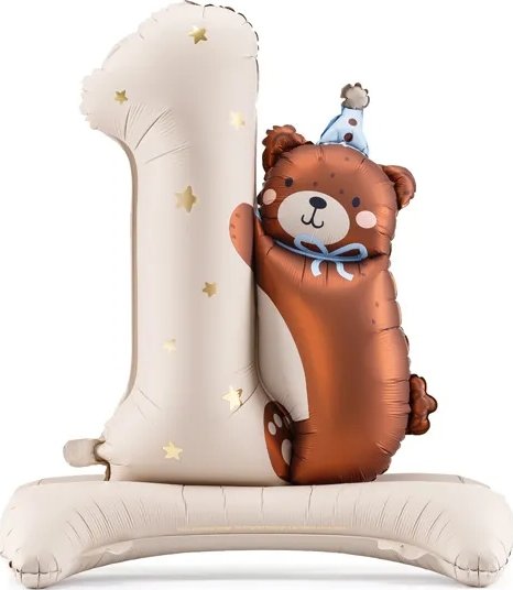 Balon foliový číslice 1 s Medvídkem