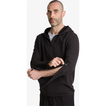 Pánská mikina DECATHLON Pánská mikina na zip se snadným oblékáním S ČERNÁ