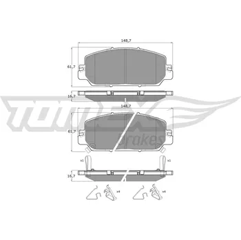 Brzdová destička Sada brzdových destiček, kotoučová brzda TOMEX Brakes 19-65