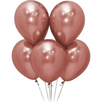 Balónek BALÓNKY chromové RŮŽOVÉ ZLATO lesklé PERFEKTNÍ 5 ks