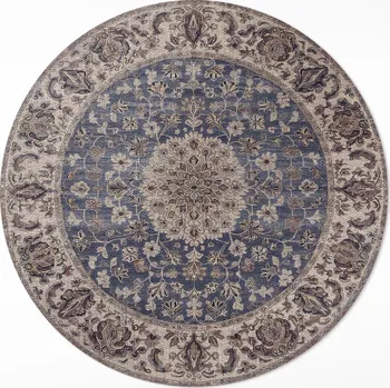 Koberec Kulatý Koberec Vinyl PVC průměr 70 cm Perské ornamenty v modrých odstínech