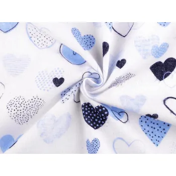 Bavlněný flanel srdce Varianta: 2 (486) modrá světlá, Balení: 1 m