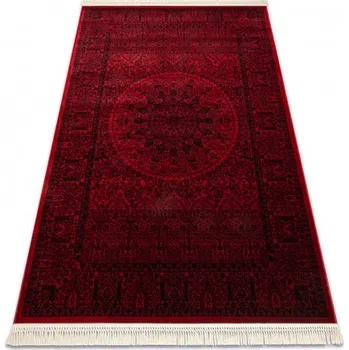 Koberec Makro Abra Kusový koberec klasický ORIENT 6039 bordó černý s třásněmi Rozměr: 100x200 cm