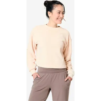 Dámská mikina KIMJALY Dámská fleecová mikina na jógu a meditaci Cocoon L BÉŽOVÁ