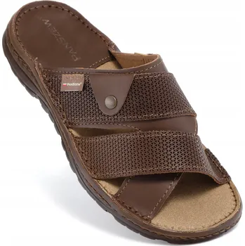 Pracovní obuv Pánské pantofle PanSzew kožené hnědé velikost 43