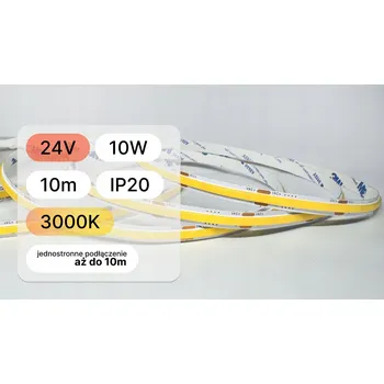 LED páska 10 metrů LED pásek 24V COB 10W extra teplá bílá 2700K – souvislá linie světla