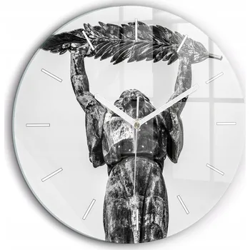 Hodiny Skleněné nástěnné hodiny Socha Svobody v Budapešti bílé ručičky průměr 60 cm