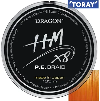 Šňůra DRAGON HMX8 P.E. Orange 135m *: Šňůra DRAGON HMX8 P.E. Orange 135m 0,16mm / 16,90kg