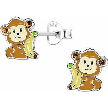 Náušnice Stříbrné náušnice Veselé opičky 8 x 8 mm, 0,56 g