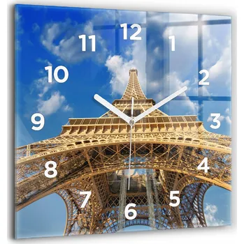 Hodiny Velké tvrzené skleněné moderní nástěnné hodiny Francie Eiffelova věž