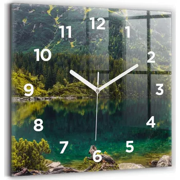 Hodiny Nástěnné skleněné hodiny do moderního interiéru Morskie Oko v Tatrách 30x30 cm