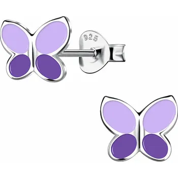 Náušnice Stříbrné náušnice Fialový motýl 8 x 7 mm, 0,52 g