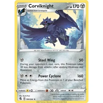 Karetní hra Corviknight 190/264 - Fusion Strike Typ karty: Reverse Holo