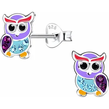 Náušnice Stříbrné náušnice Modrá sova 6 x 8 mm, 0,52 g