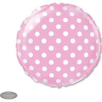 Balónek FLEXMETAL Balón foliový Kulatý růžový s bílými puntíky 45 cm
