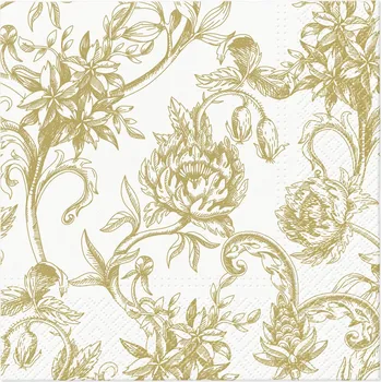 Papírový ubrousek Ubrousky PAW L 33x33cm Baroque Flowers gold