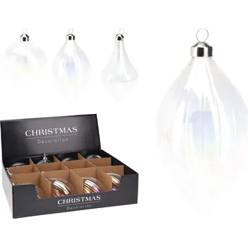 Vánoce Vánoční skleněná ozdoba 100 mm, průhledná (koule, peníz, žárovka) cena je za 1 ks