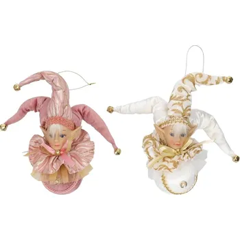 Vánoční dekorace Figurka skřítka (dívka) k zavěšení 28 cm (2 barvy)