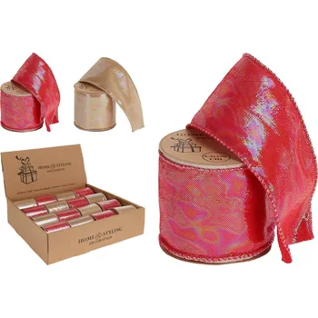 Stuha Stuha dekorační, šířka 63 mm, třpytivý potisk, 2 barvy