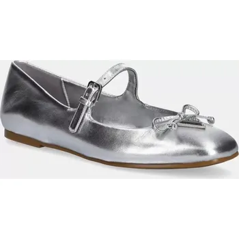 Dámské baleríny Kožené baleríny Guess KAYRA stříbrná barva, FLJKAY LEM02 FLJKAY.LEM02.SILVE SLV, EUR 41