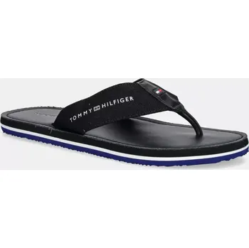Pánské žabky Žabky Tommy Hilfiger HILFIGER LEATHER BEACH SANDAL FM0FM05442 černá 99X, EUR 40