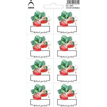 Papír Jahody "Natural product" - 8 voděodolných etiket