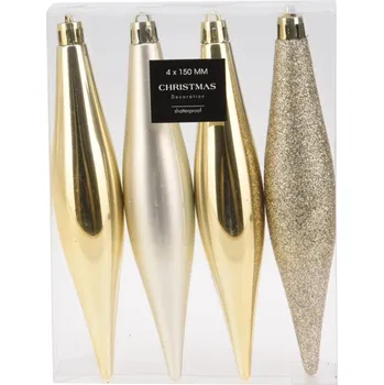 Vánoční ozdoba Vánoční ozdoby - 150 mm, mix šampaňského (sada 4 kusů)