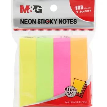 Sada lepících bločků M&G 19x76 mm (4 neonové barvy v balení)