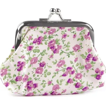 Peněženka Malá peněženka / mincovka květy, textilní - 3 fialovorůžová