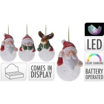 Vánoční dekorace Vánoční figurka s měnícím se LED světlem (3 varianty) k zavěšení