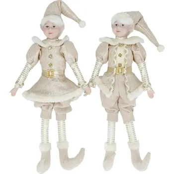 Vánoční dekorace Skřítek - závěsná látková dekorace 44 cm (2 varianty)