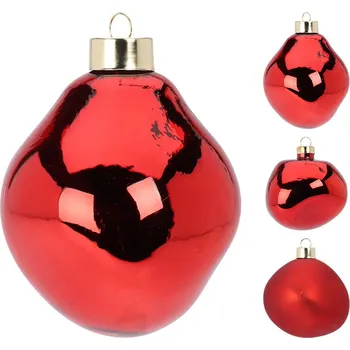 Vánoční ozdoba Vánoční ozdoba skleněná 60 mm, červená - sada 3 ks
