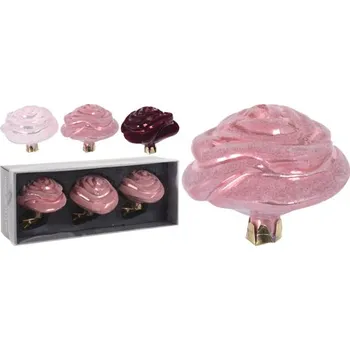 Vánoční dekorace Dekorace - Květ na klipu 8 cm - mix / sada 3ks