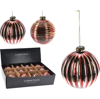 Vánoce Vánoční koule skleněná 100 mm červeno-zlatá (cena za 1 ks)