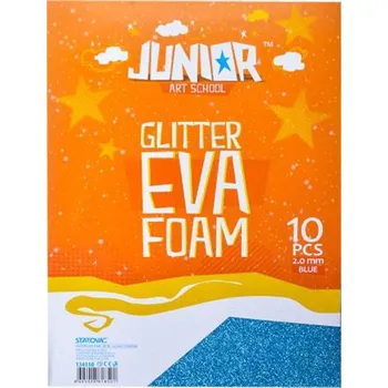 Dekorační pěna A4 EVA 10 ks modrá tloušťka 2,0 mm glitter