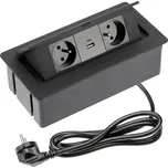 Zásuvková lišta výklopná, délka napájecího kabelu: 1,5 m, 2 zásuvky + USB A+C, černá GT-AE-PBSUC2GU-20NN
