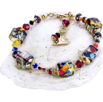 Náramek Lampglas Náramek Summer Night s 24karátovým zlatem v perlách Lampglas