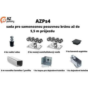 Pohon brány AZPs4 - sada pro samonosnou posuvnou bránu až do 5,5 m průjezdu a do 400 kg; DOPRAVA ZDARMA
