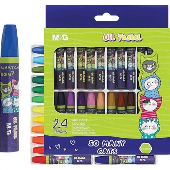 Výtvárné potřeby Olejové pastelky M&G šestihranné So Many Cats, sada 24 ks