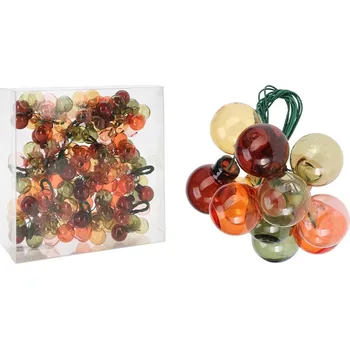 Vánoční dekorace Vánoční skleněné koule 2 cm mini (12 ks svázaných zeleným drátem) mix barev