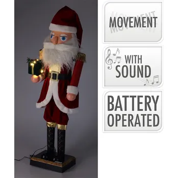 Vánoční dekorace Louskáček v kostýmu Santa Clause 110 cm, pohyblivý se zvukem