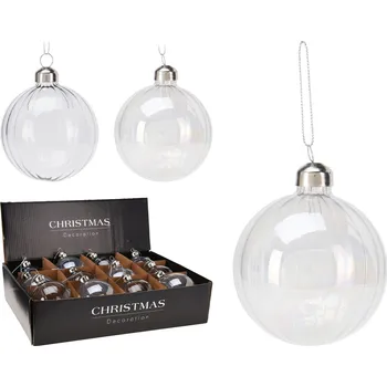 Vánoční dekorace Vánoční skleněná koule 80 mm - transparetní, cena za 1 ks