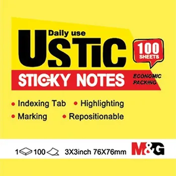 Blok lepící M&G 76x76 mm, 100 listů - žlutý