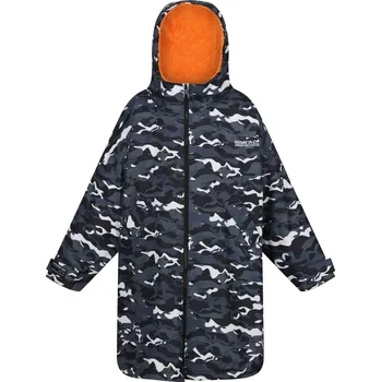 Dívčí bunda Nepromokavý kabát Regatta Junior Waterproof Changing Robe Dětská velikost: 110-135 / Barva: černá/šedá