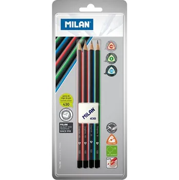 Grafitová tužka Tužka MILAN 4 x trojhranná HB / B / 2B + guma