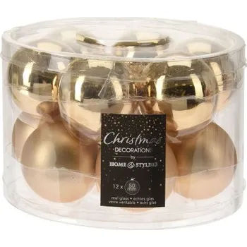 Vánoční dekorace Vánoční koule 50 mm skleněné 12 ks mix zlatá/matná