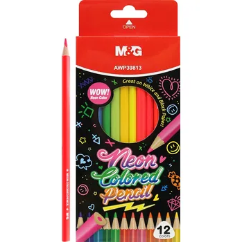 Pastelka Trojhranné pastelky M&G - sada 12 neonových barev